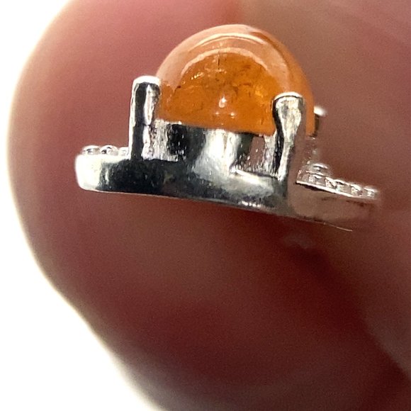 Spessartine Garnet 2.23ct Platinum Finish Solid 925 Sterling Silver Pendant - Picture 4 of 6